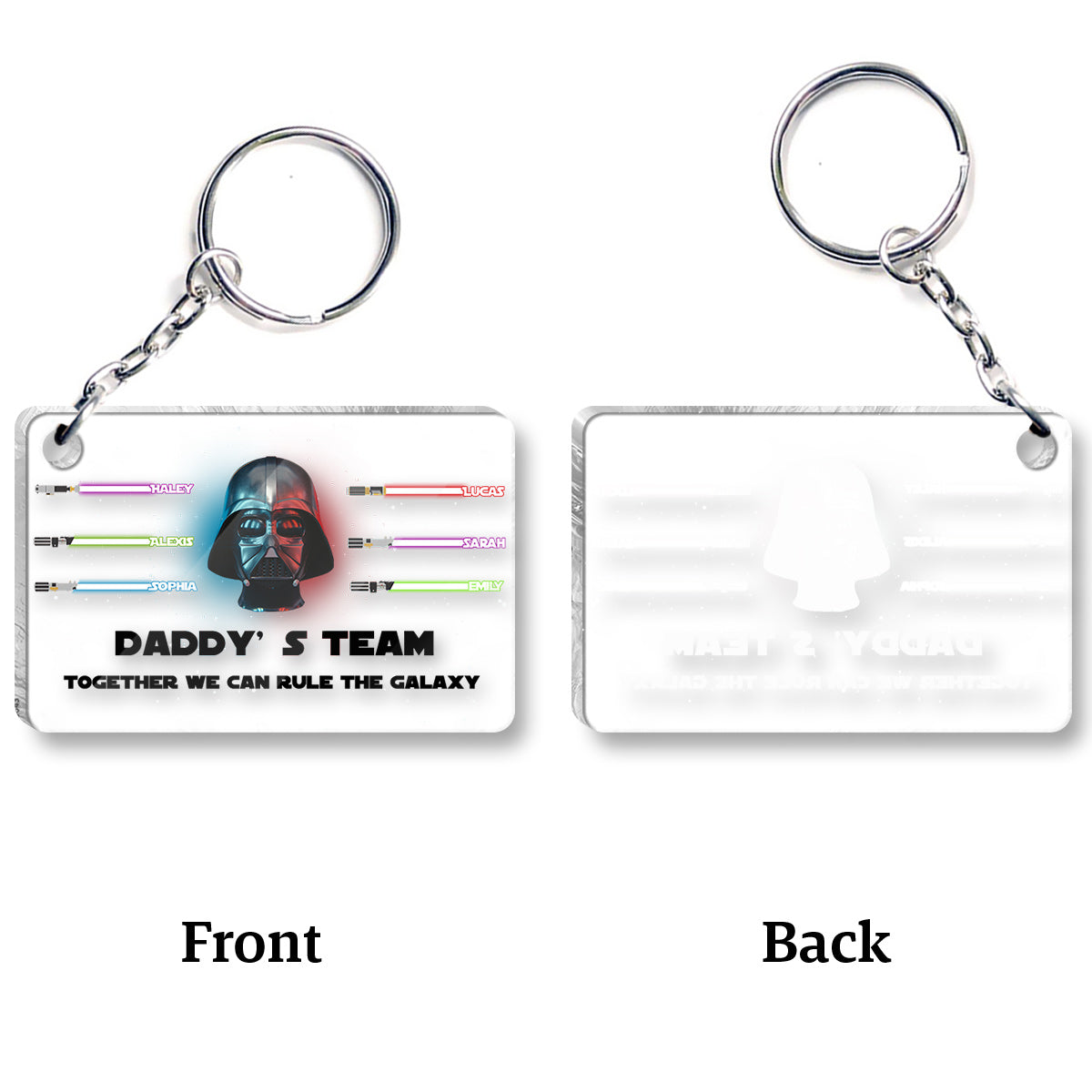 Daddy's Team Together We Can Rule The Galaxy - Personalized The Force Transparent Keychain