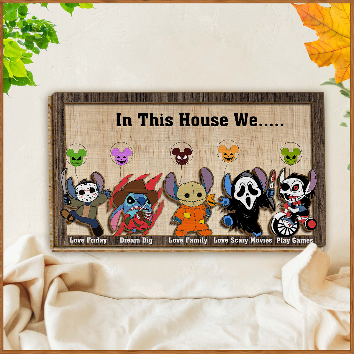 hlw A01 In This House - Personalized Ohana 2 Layered Wood Sign / Wood Plaque
