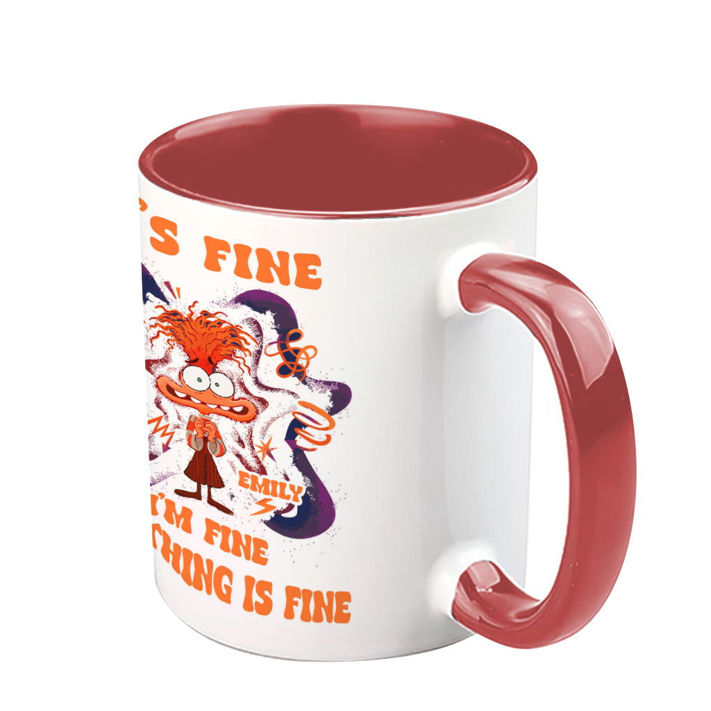 It's Fine I Am Fine Everything Is Fine Cute Anxiety - Personalized Accent Mug