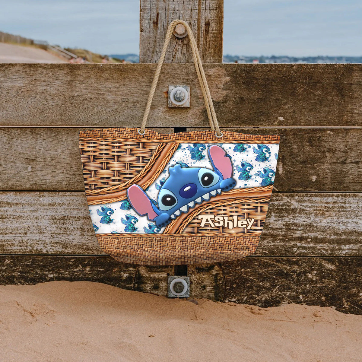 Cute Stitch - Personalized Ohana Beach Bag