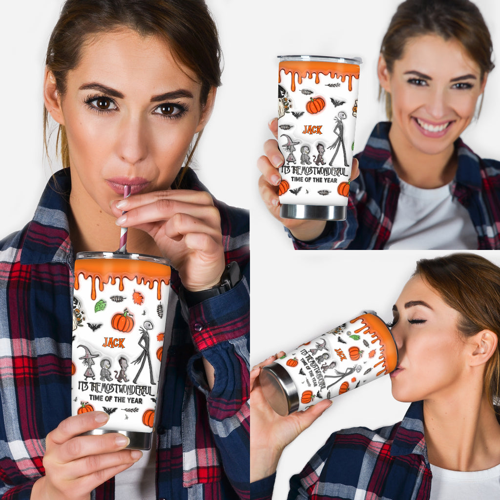 It's The Most Beautiful Time Autumn Skeleton - Personalized Nightmare Tumbler