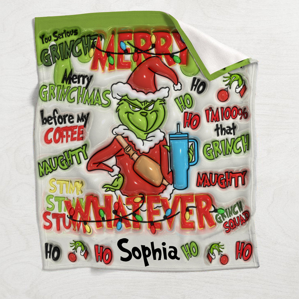 Merry Grinchmas - Personalized Stole Christmas Blanket