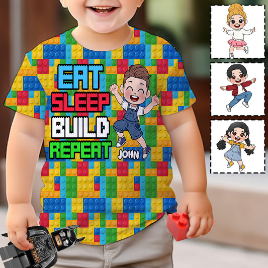 Eat Sleep Build Repeat - Personalized All Over Shirt