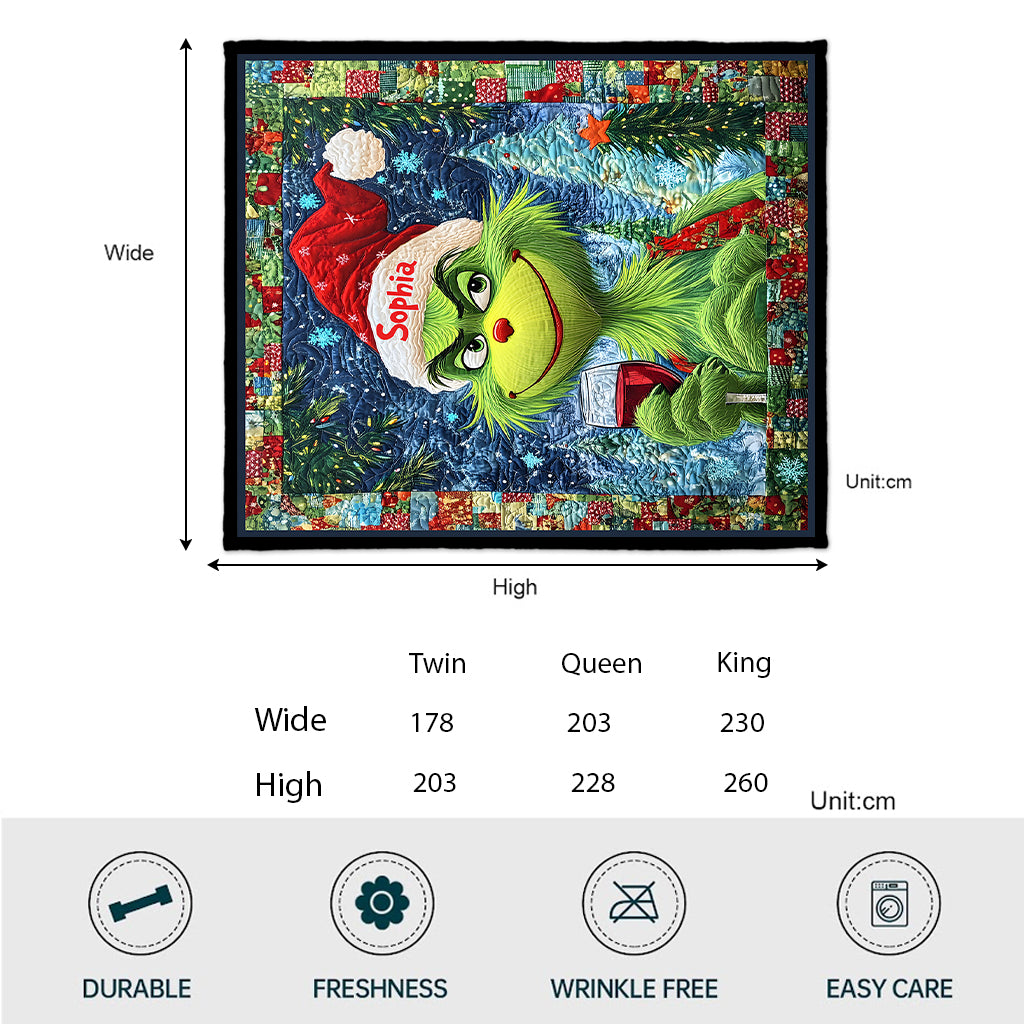 Merry Grinchmas - Personalized Stole Christmas Quilt