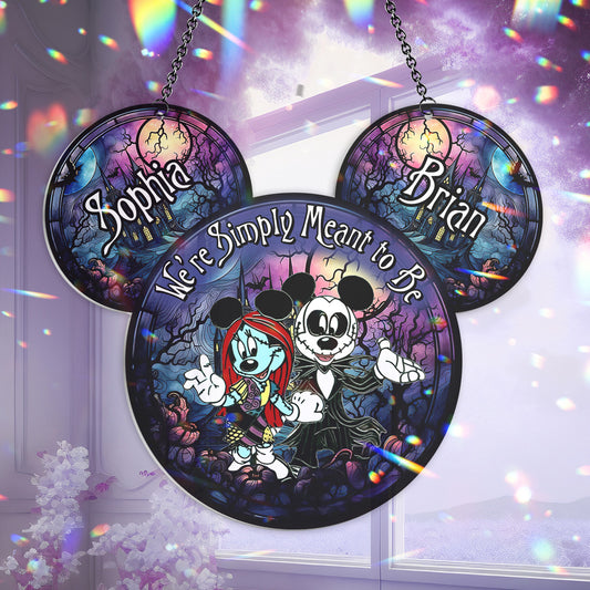 We're Simply Meant To Be - Personalized Mouse Window Hanging Suncatcher Ornament