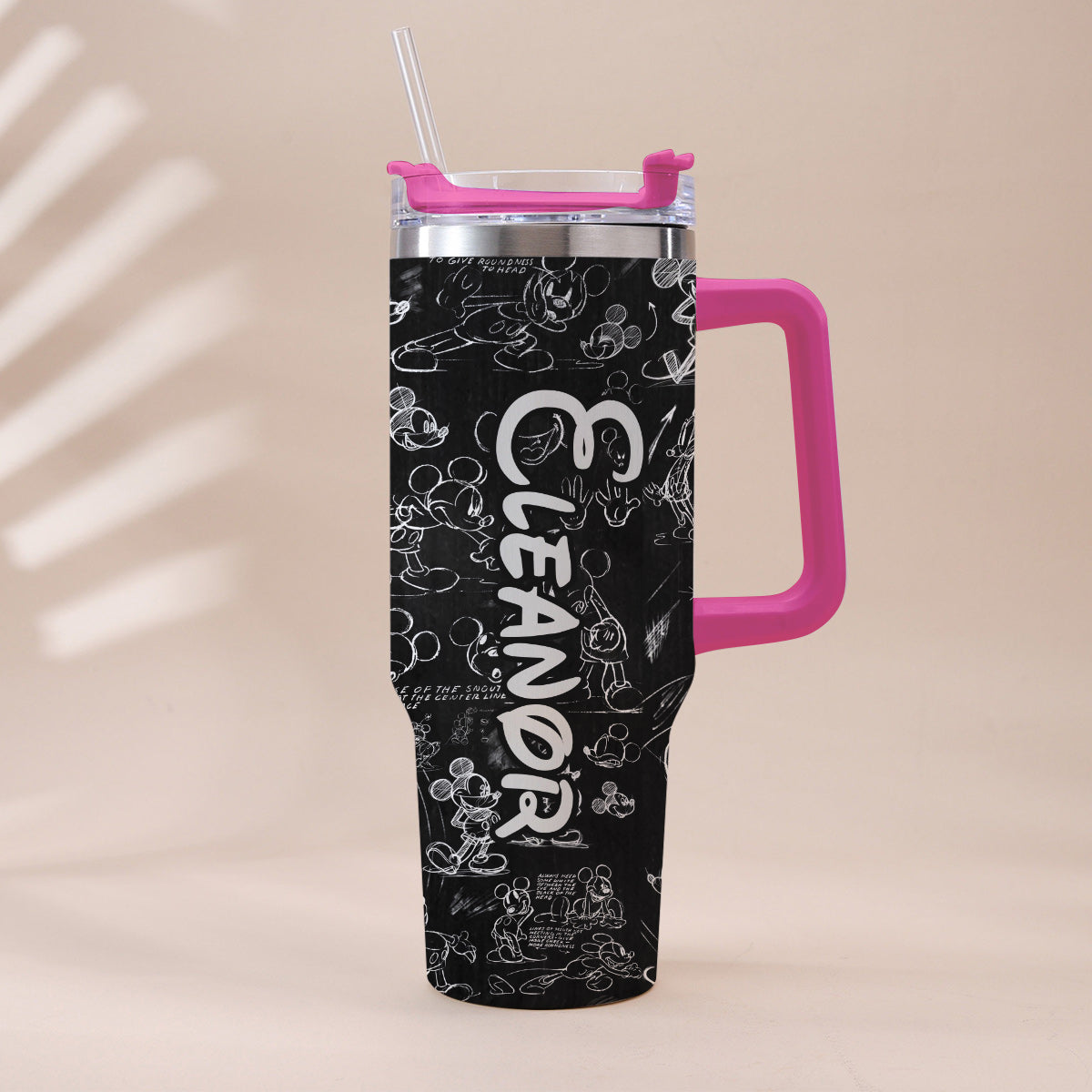 Black And White Mouse - Personalized Mouse Tumbler With Handle
