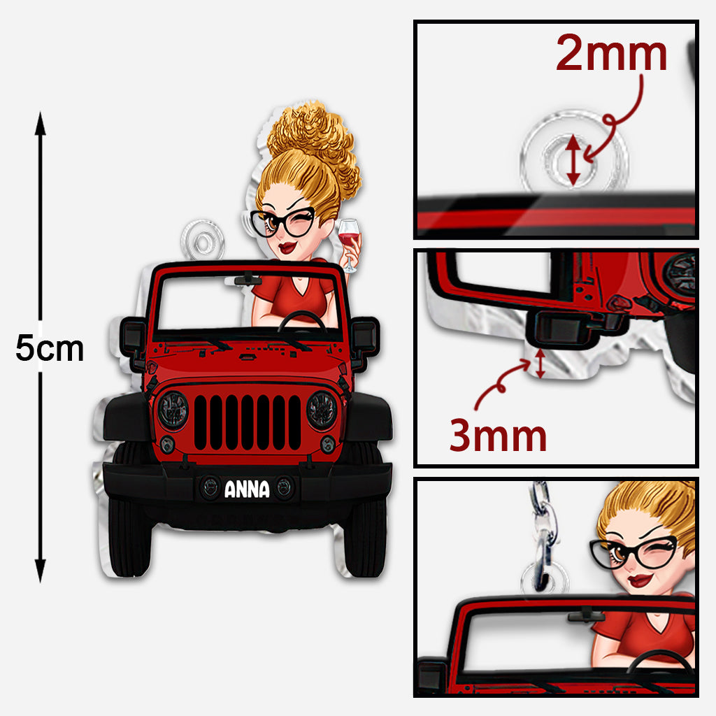 A Girl And Her Car - Personalized Car Custom Shaped Keychain