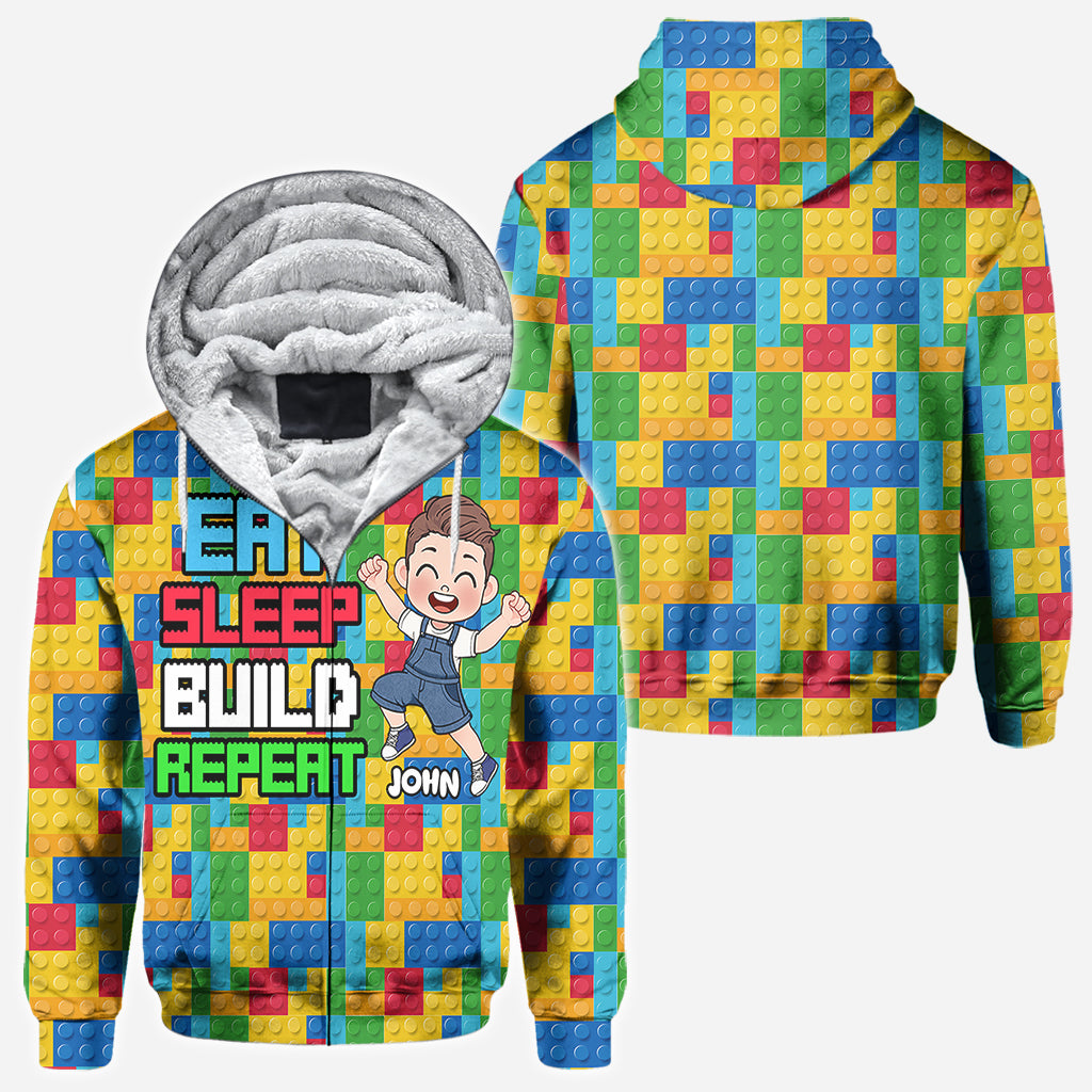 Eat Sleep Build Repeat - Personalized All Over Shirt