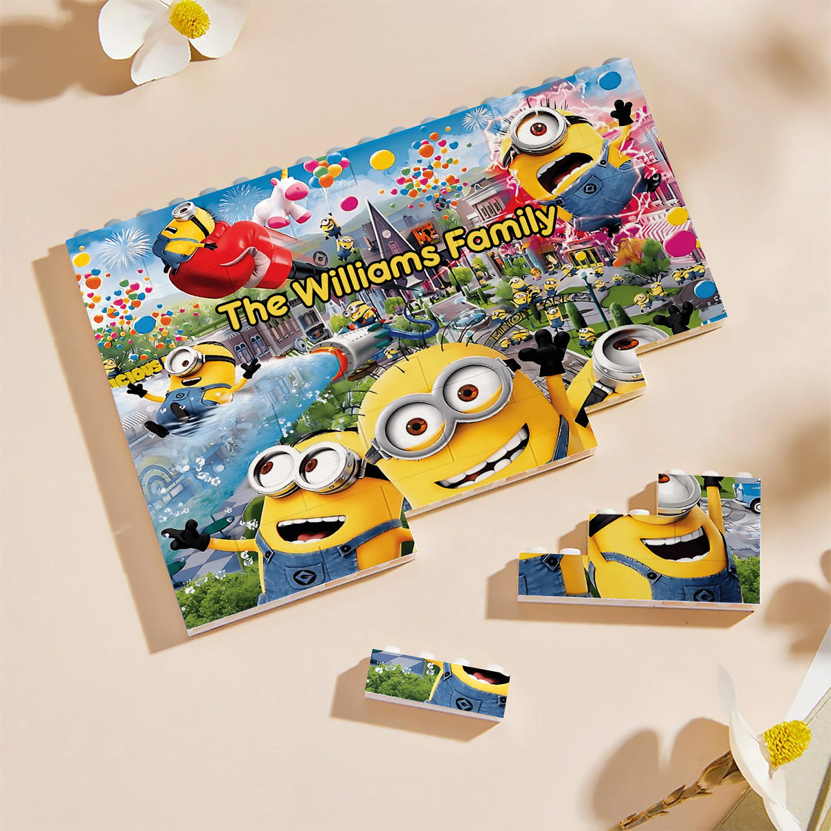 Having Fun - Personalized Horizontal Rectangle Building Brick Blocks Printed On Both Sides