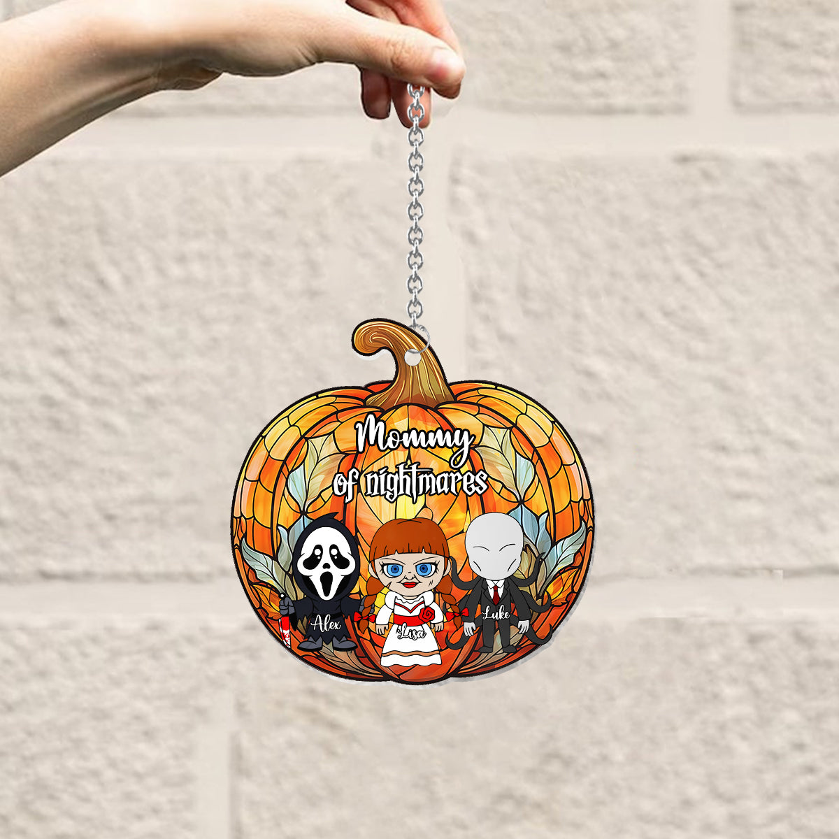 Mother of Little Monster Pumpkin - Personalized Mother Window Hanging Suncatcher Ornament