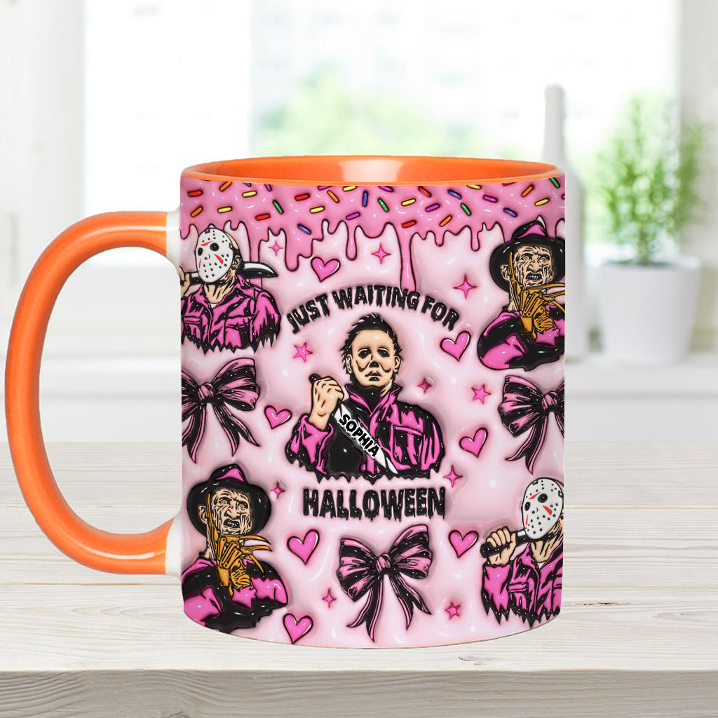 Just Waiting For The Halloween - Personalized Accent Mug