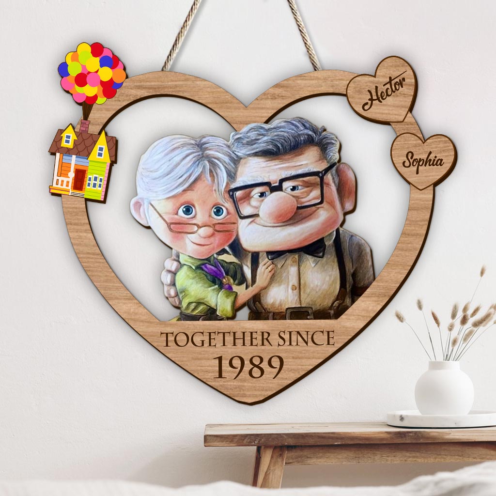Together Since - Personalized Couple Custom Shaped Wood Sign