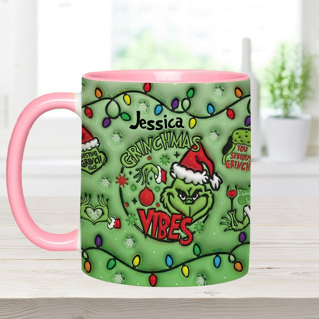 Grinchmas Vibes - Personalized Stole Christmas Accent Mug