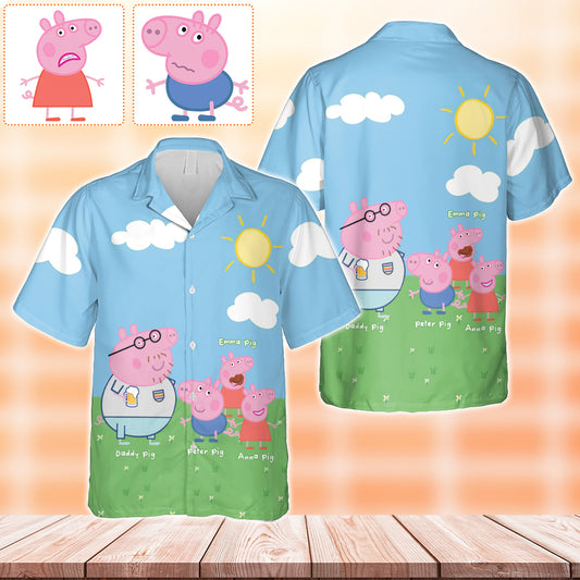 Daddy Pig - Personalized Pink Pig Hawaiian Shirt