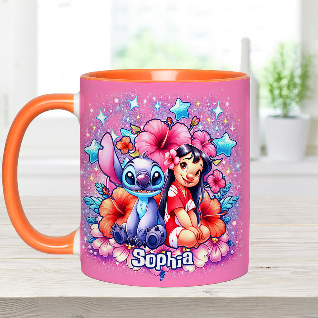 Ohana Cute Bubble Flowers - Personalized Ohana Accent Mug
