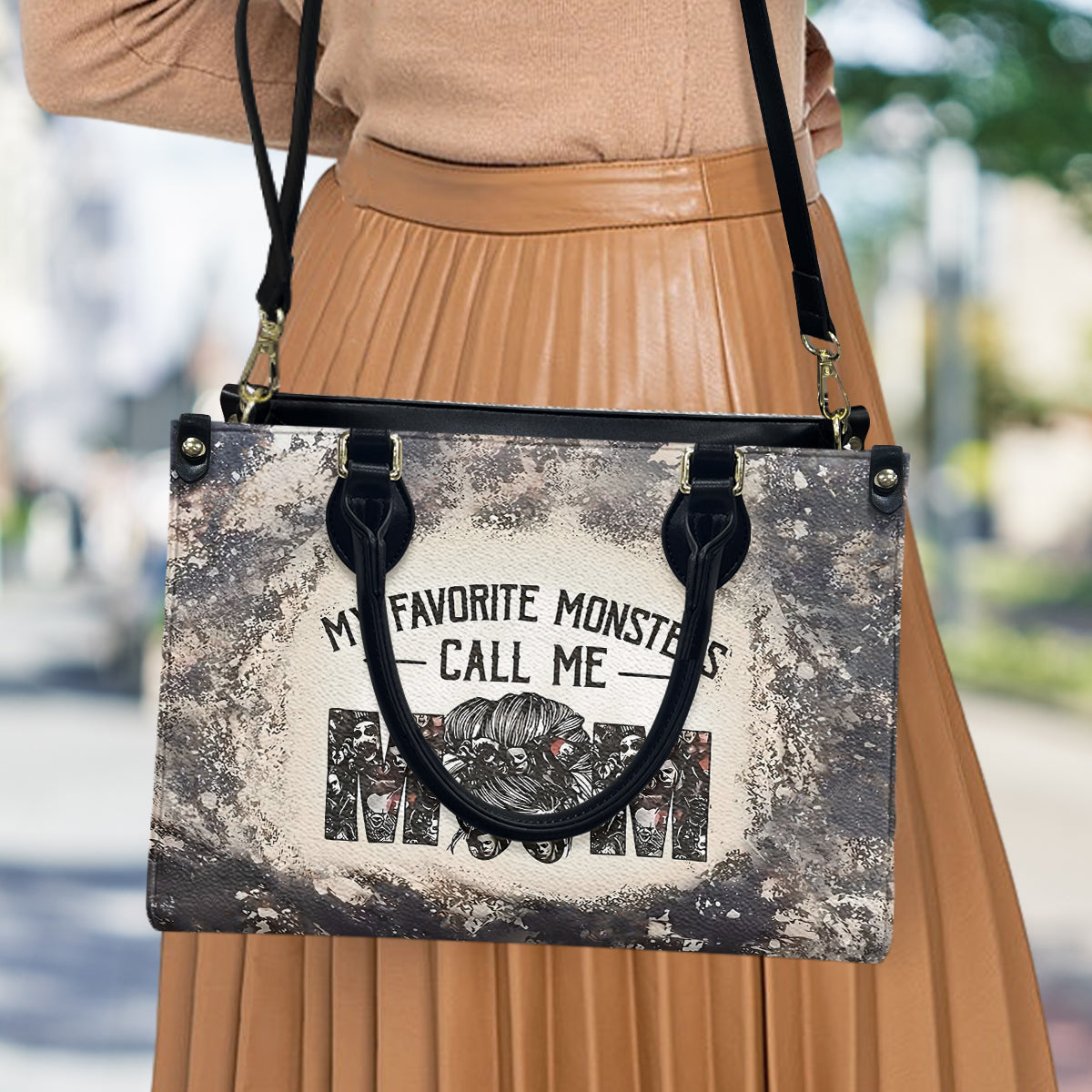 My Favorite Monsters Call Me Mom - Personalized Mother Leather Handbag