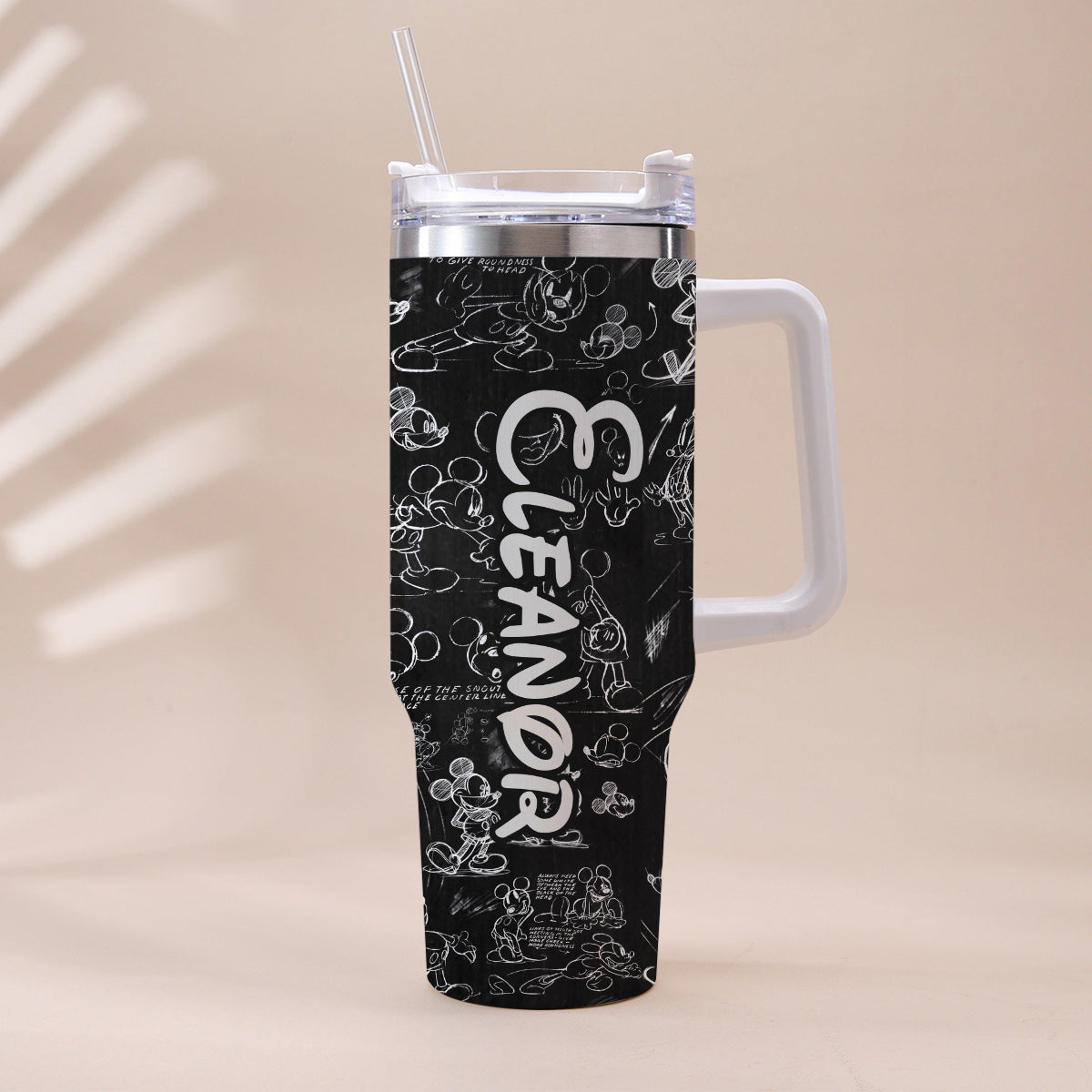 Black And White Mouse - Personalized Mouse Tumbler With Handle