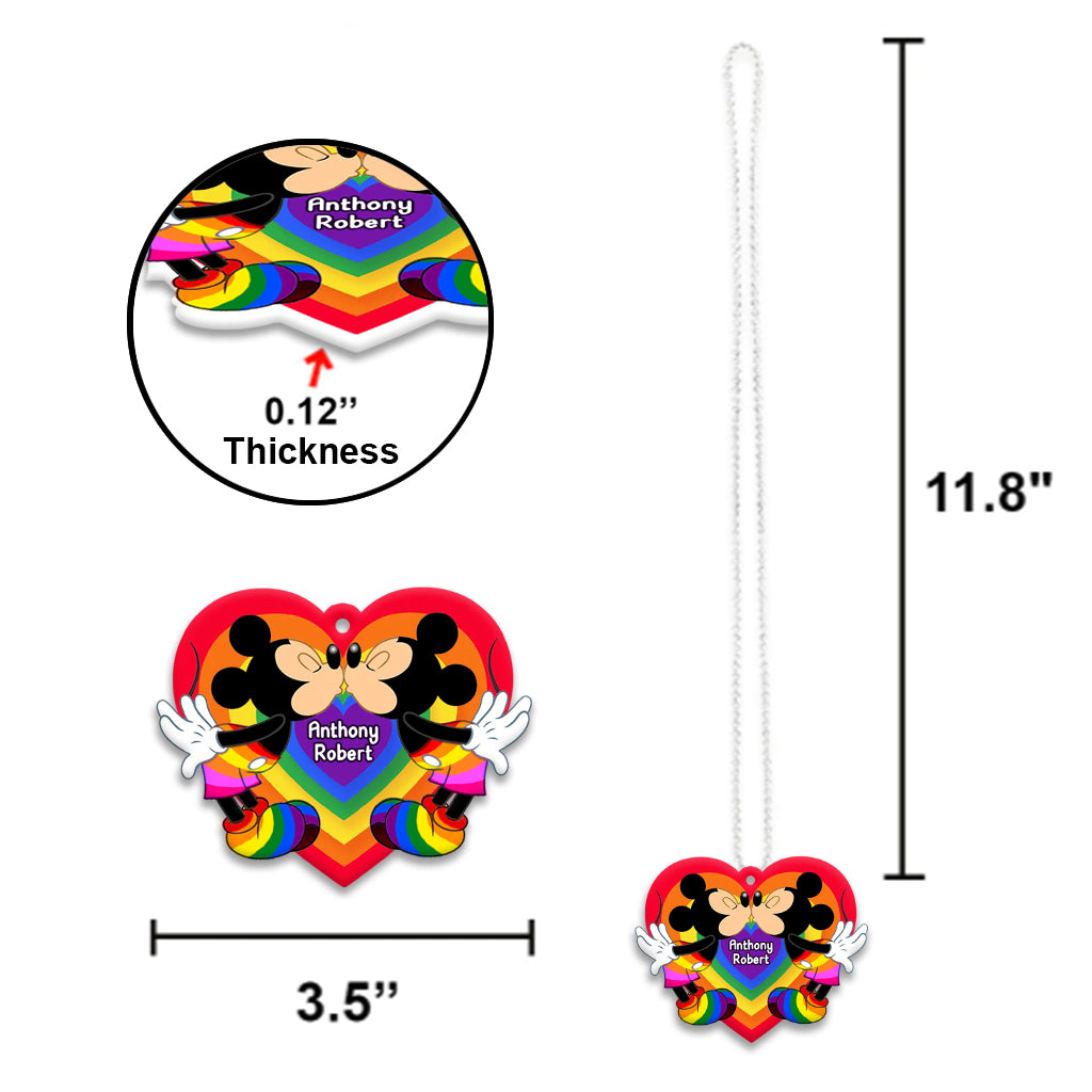 Love Is Love Mouse Couple - Personalized LGBT Support Car Ornament