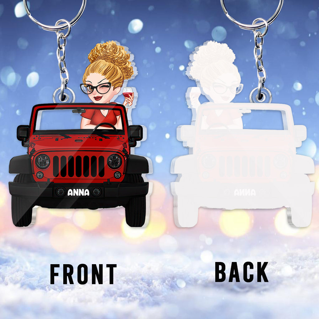A Girl And Her Car - Personalized Car Custom Shaped Keychain