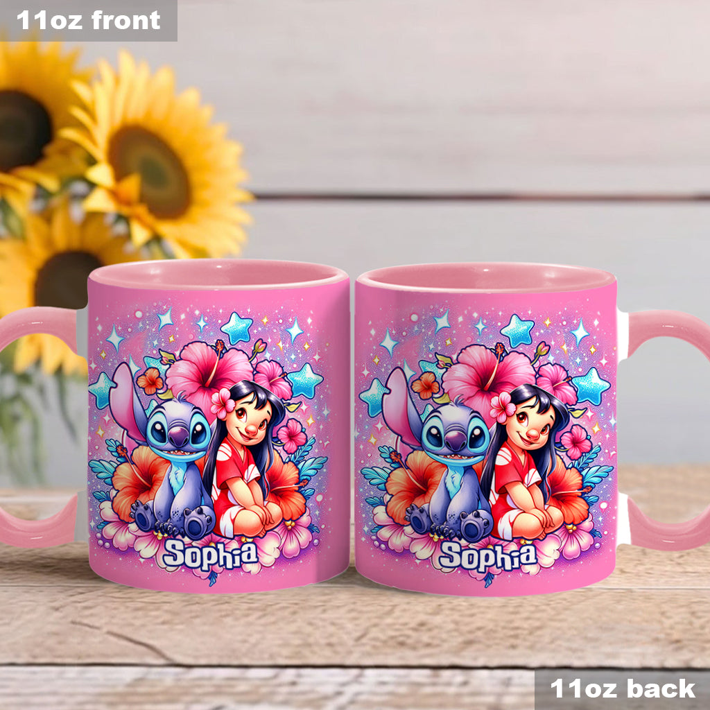Ohana Cute Bubble Flowers - Personalized Ohana Accent Mug