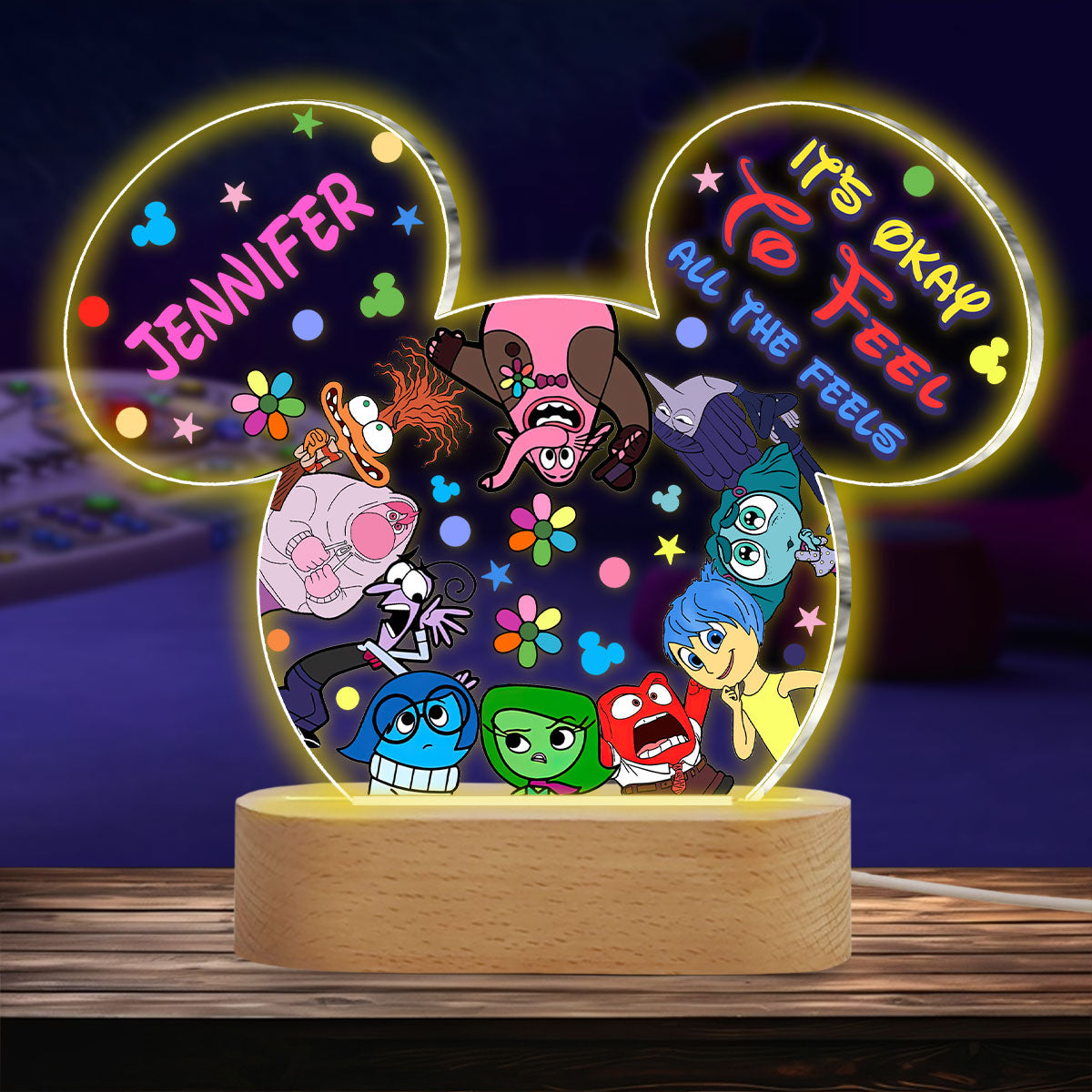It's Okay To Feel All The Feels - Personalized Shaped Plaque Light Base