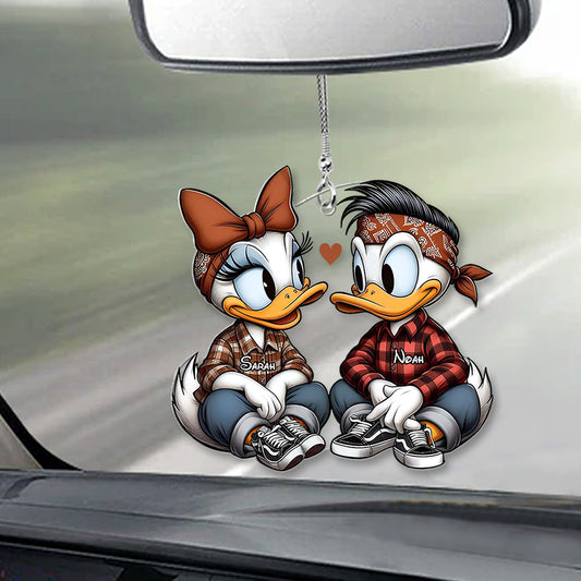 Chicano Duck Couple - Personalized Mouse Transparent Car Ornament