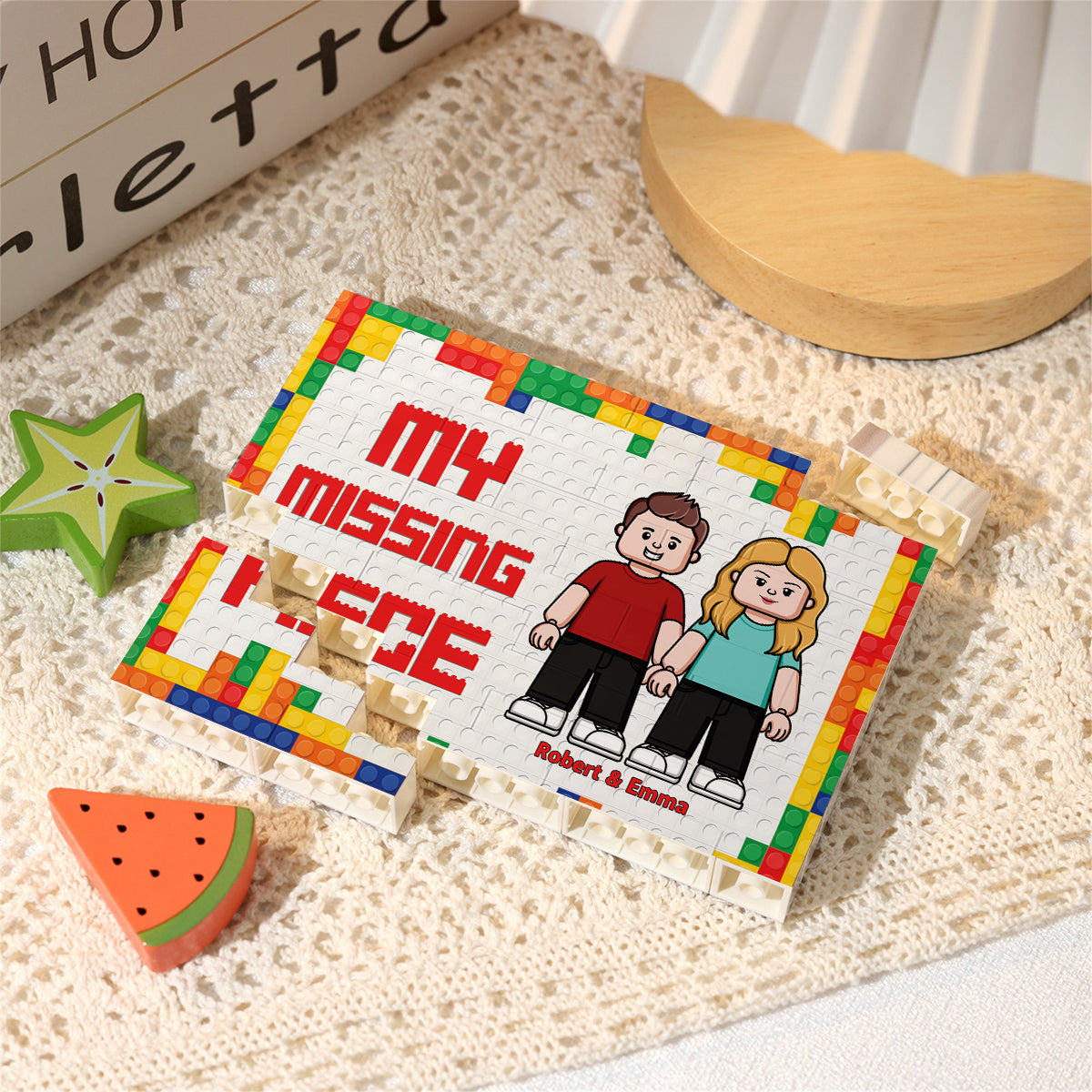You Are My Missing Piece - Personalized Couple One-sided Horizontal Rectangle Building Brick Blocks
