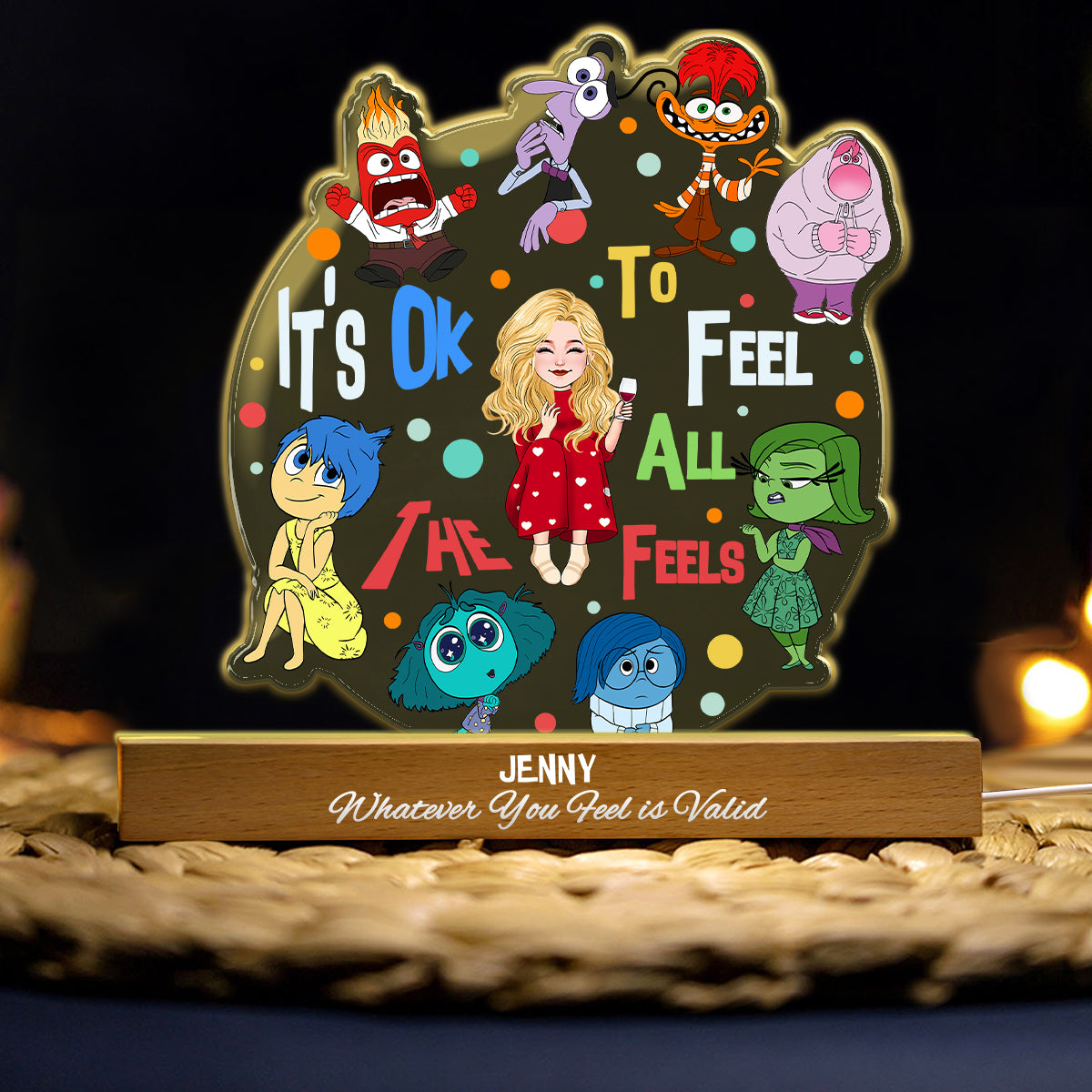 It's Ok To Feel All The Feels - Personalized Shaped Led Night Light