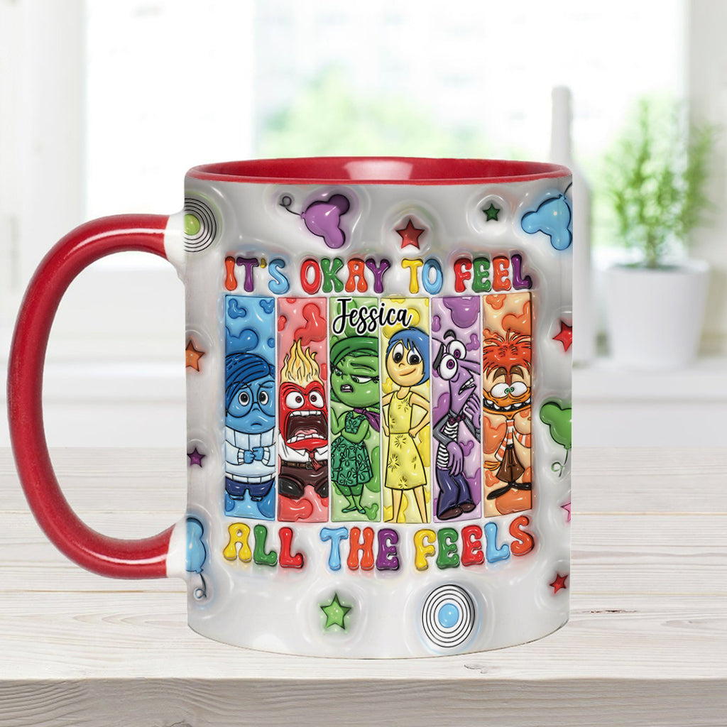 It's Okay To Feel All The Feels - Personalized Accent Mug