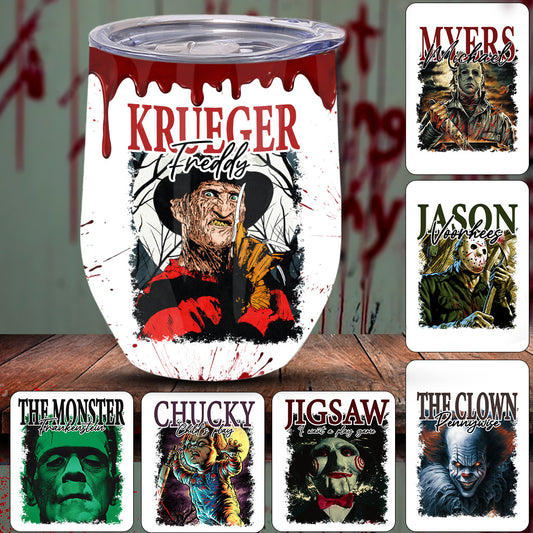 Halloween Horror Characters - Personalized Wine Tumbler