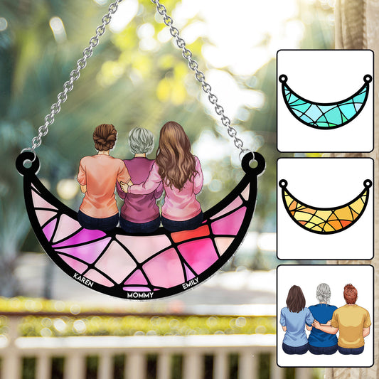 I Love You Mom - Personalized Mother Window Hanging Suncatcher Ornament