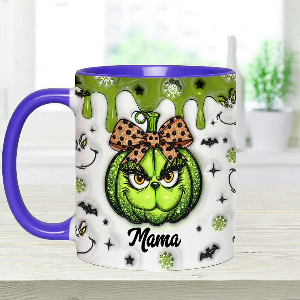 Grinchy Mama/Grandma - Personalized Grandma Accent Mug