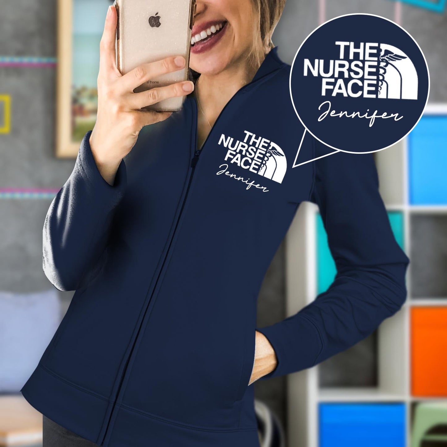 The Nurse Face - Personalized Nurse Zip Jacket
