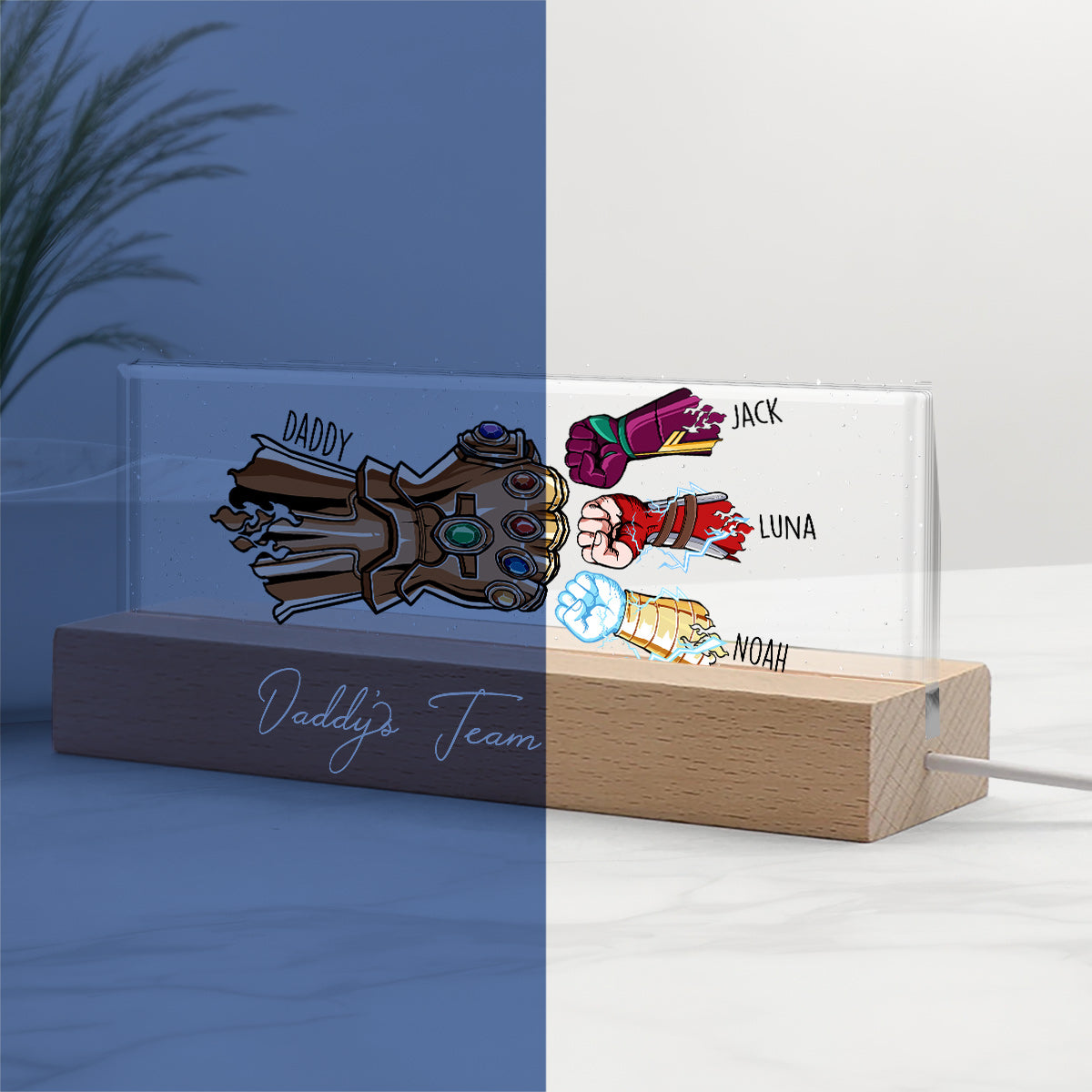 Daddy's Team - Personalized Father Custom LED Night Light