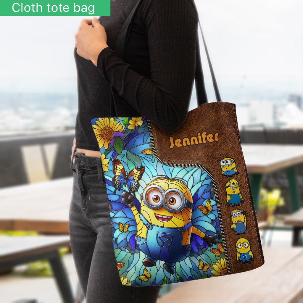 Beautiful Stained Glass Butterflies Yellow Monster - Personalized Tote Bag