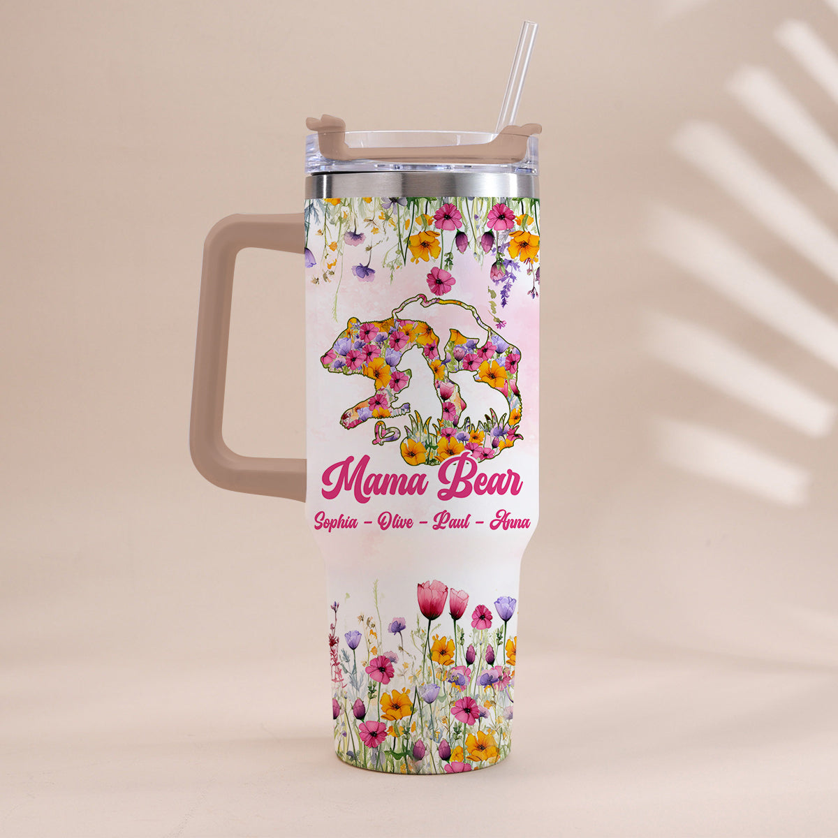 Mama Bear - Personalized Mother Tumbler With Handle