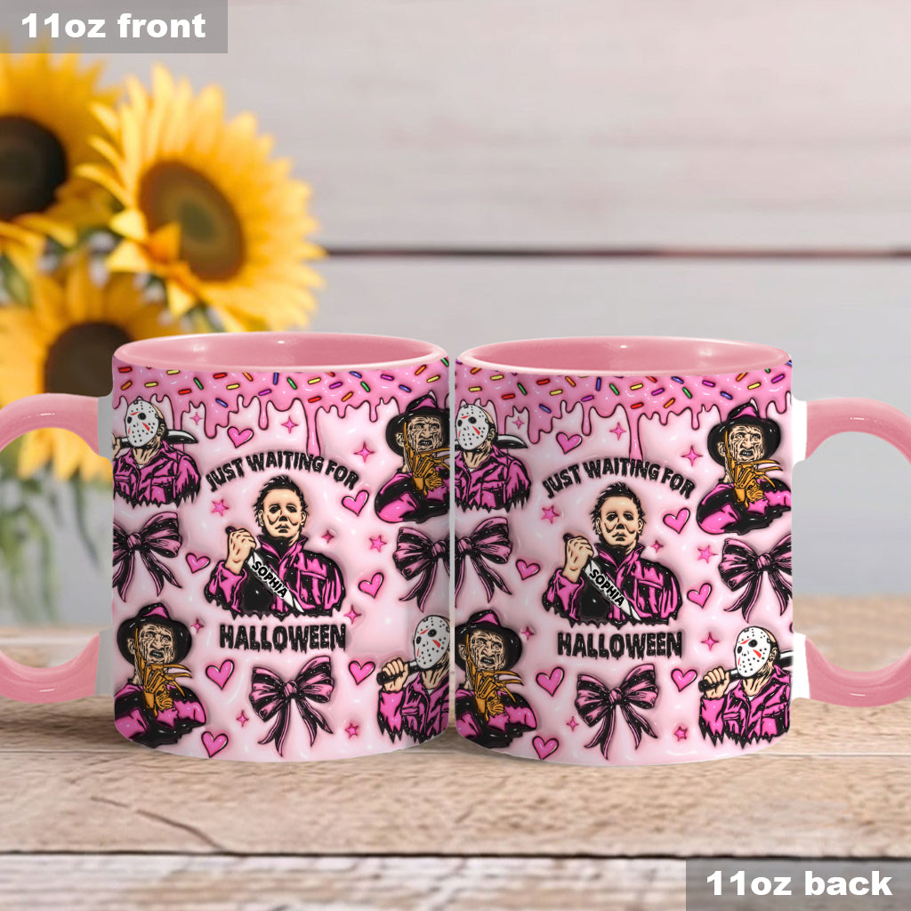 Just Waiting For The Halloween - Personalized Accent Mug