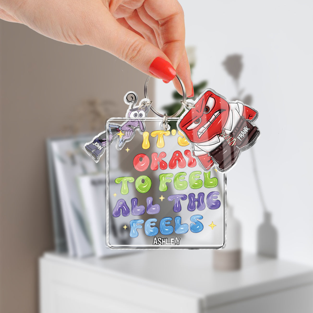 It's Okay To Feel All The Feels - Personalized Keychain with Charms