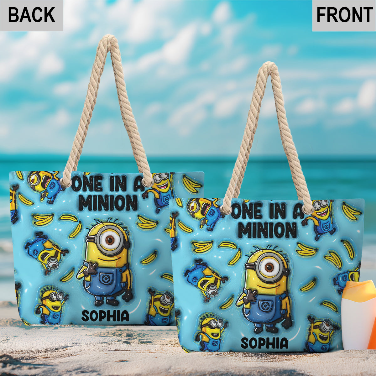 One In A Minion - Personalized Beach Bag