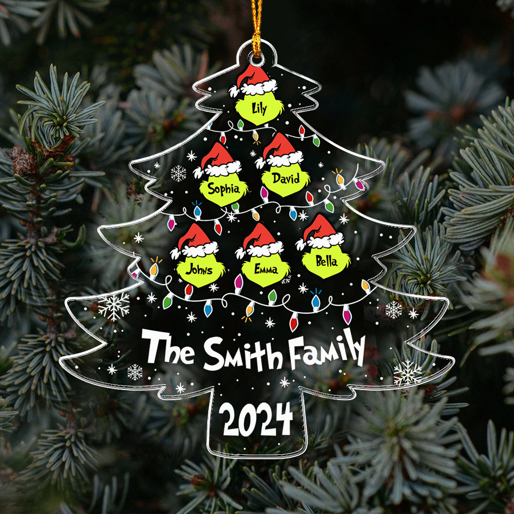 Grinch Family - Personalized Stole Christmas Transparent Ornament