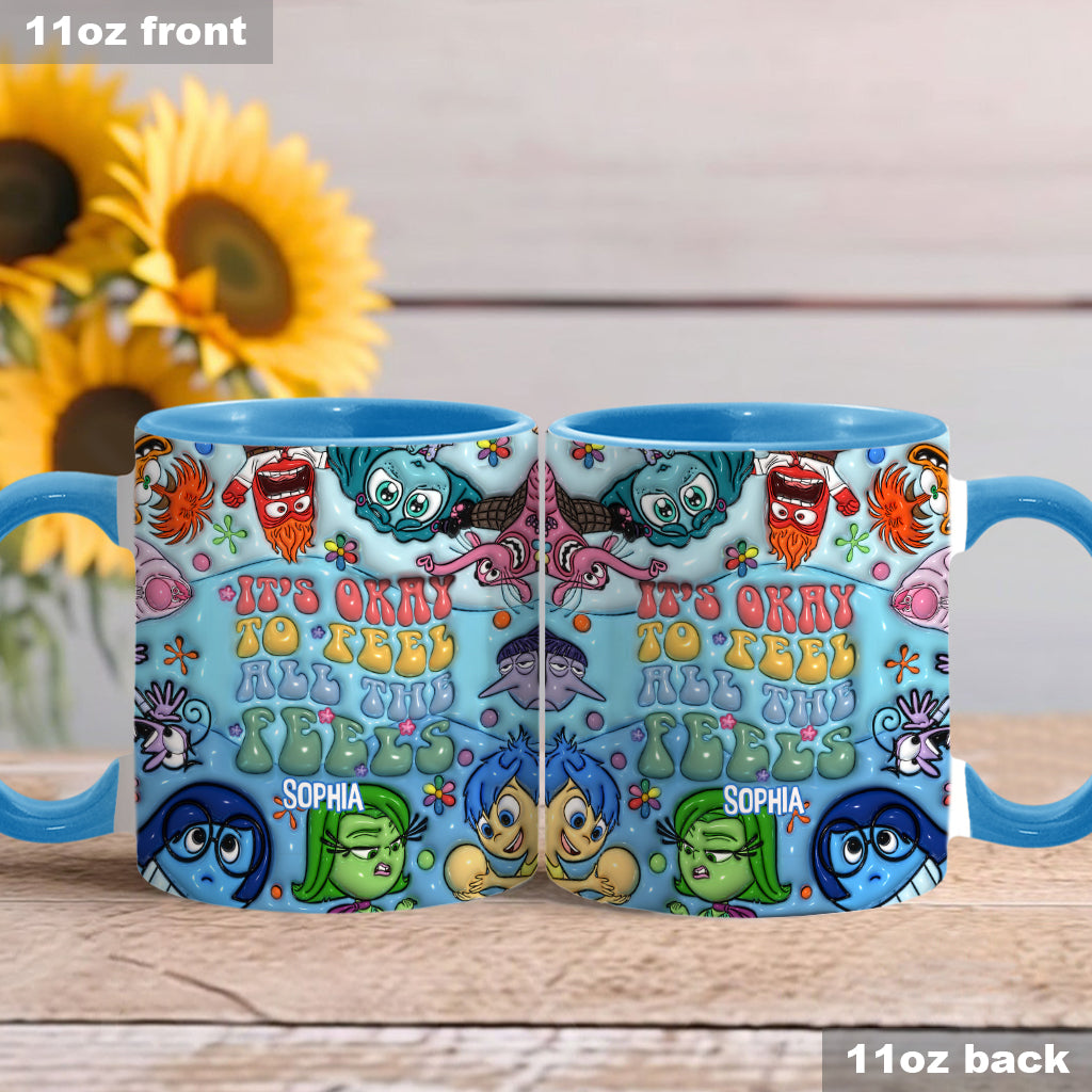 It's Okay To Feel All The Feels - Personalized Accent Mug