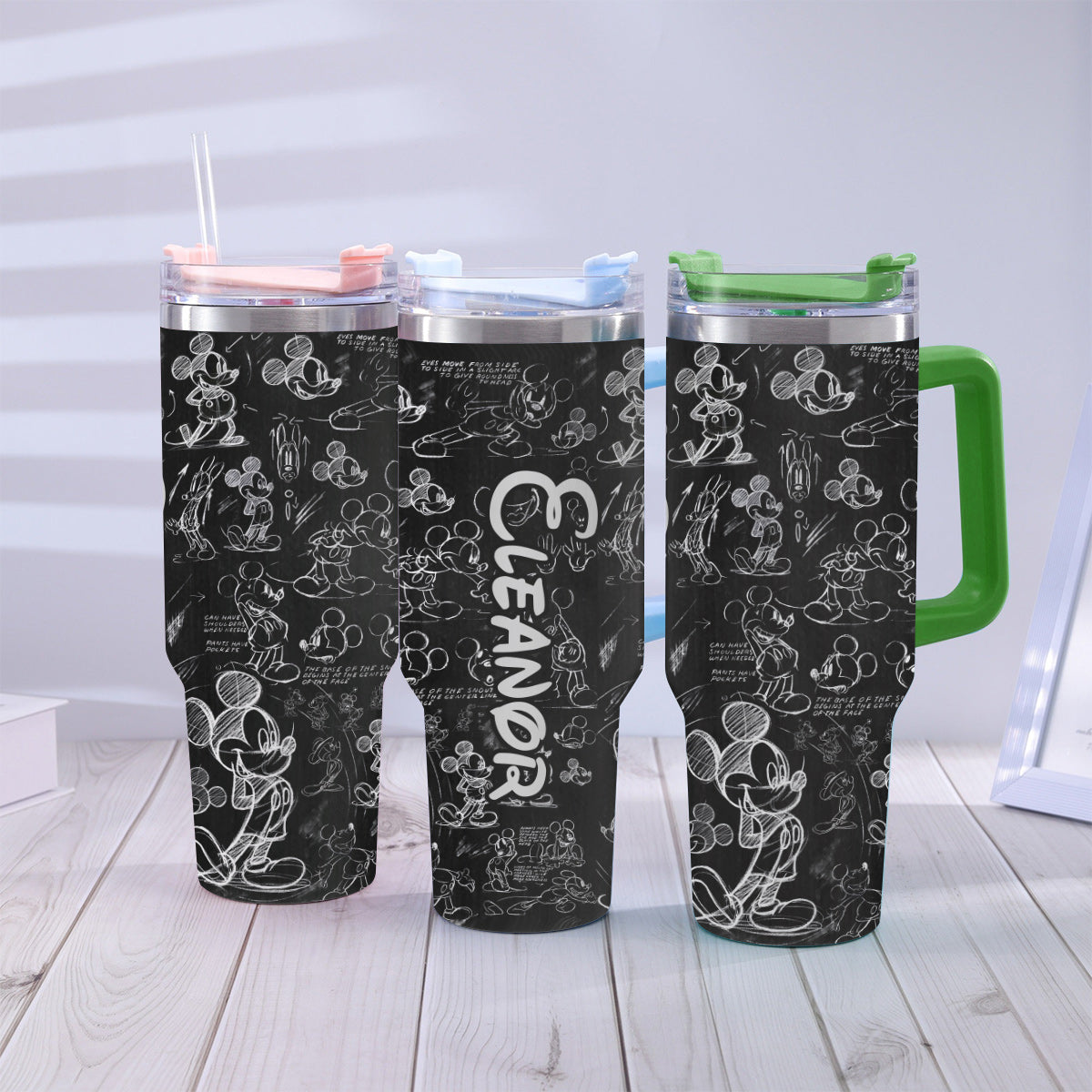 Black And White Mouse - Personalized Mouse Tumbler With Handle