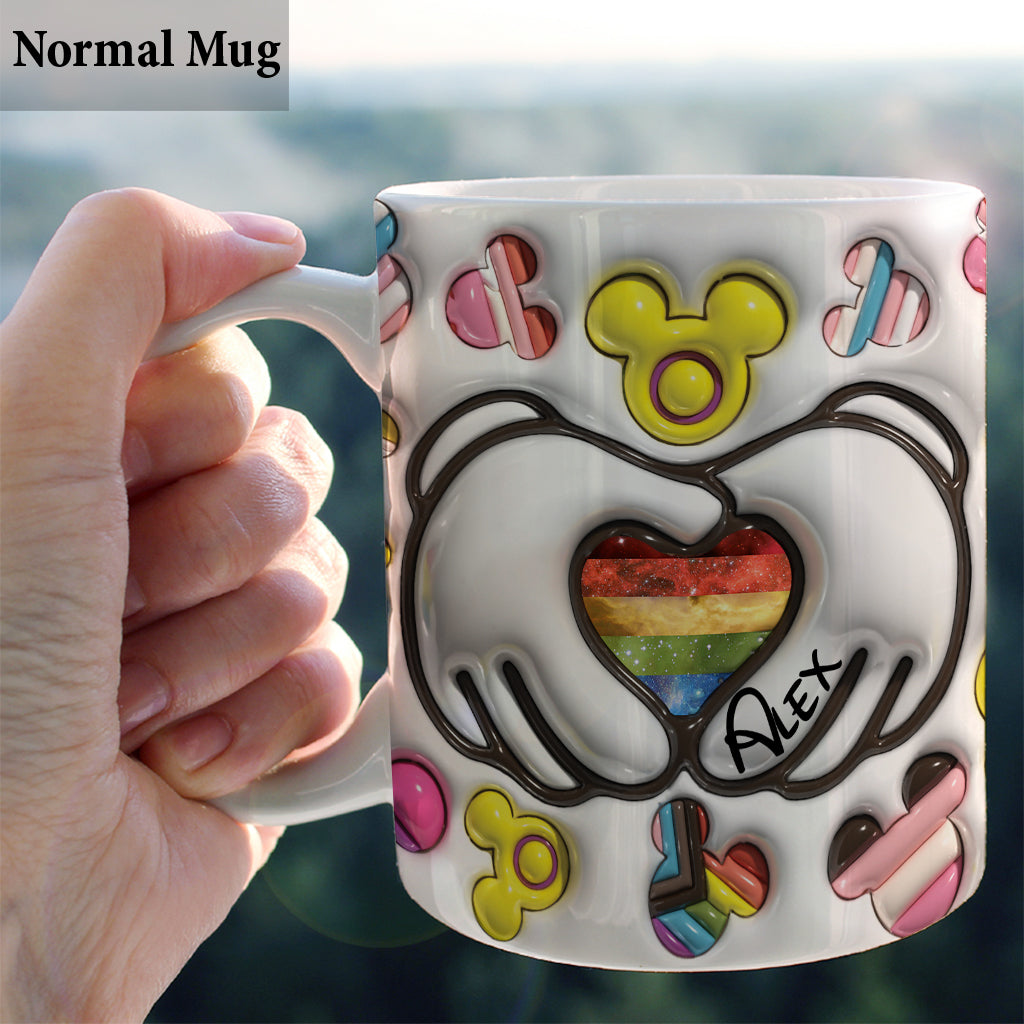 Love Is Love Mouse Hands Custom Pride Flag - Personalized LGBT Support Mug