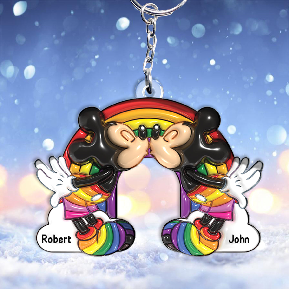 Love Is Love Mouse Couple - Personalized LGBT Support Keychain