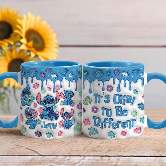 It's Ok To Be Different - Personalized Autism Awareness Accent Mug