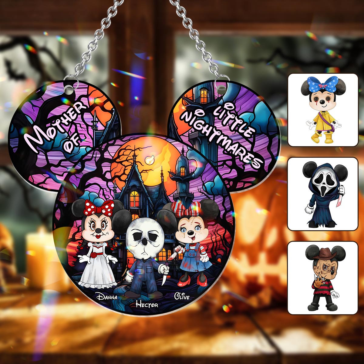 Grandma Of Little Nightmares - Personalized Grandma Window Hanging Suncatcher Ornament