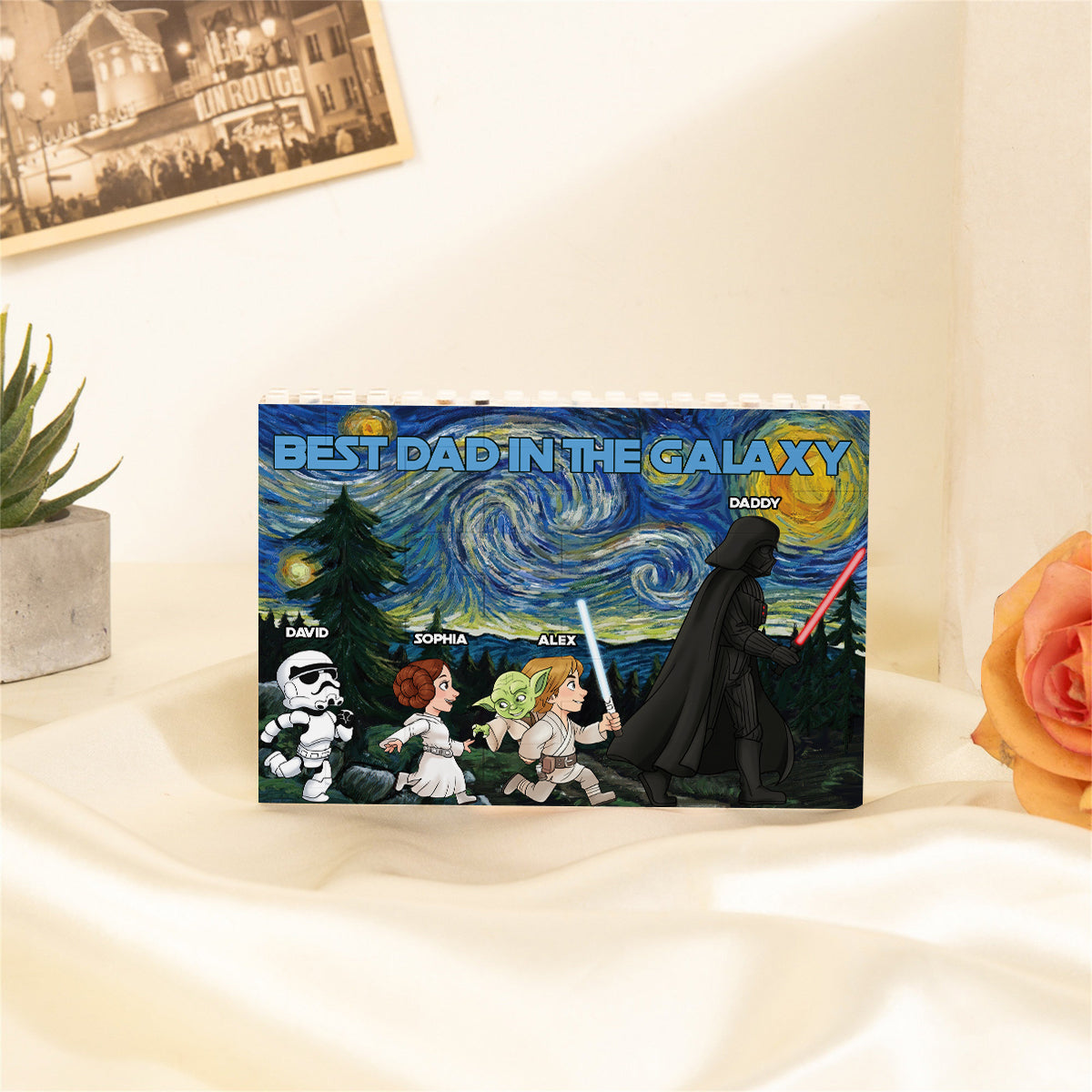 Best Dad In The Galaxy - Personalized The Force One-sided Horizontal Rectangle Building Brick Blocks
