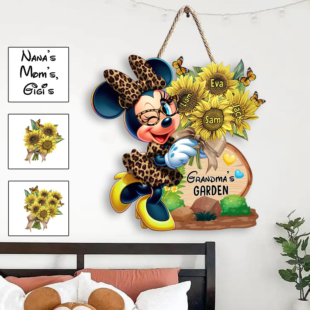 Grandma's Mom's Garden Custom Any Title - Personalized Mouse Custom Shaped Wood Sign