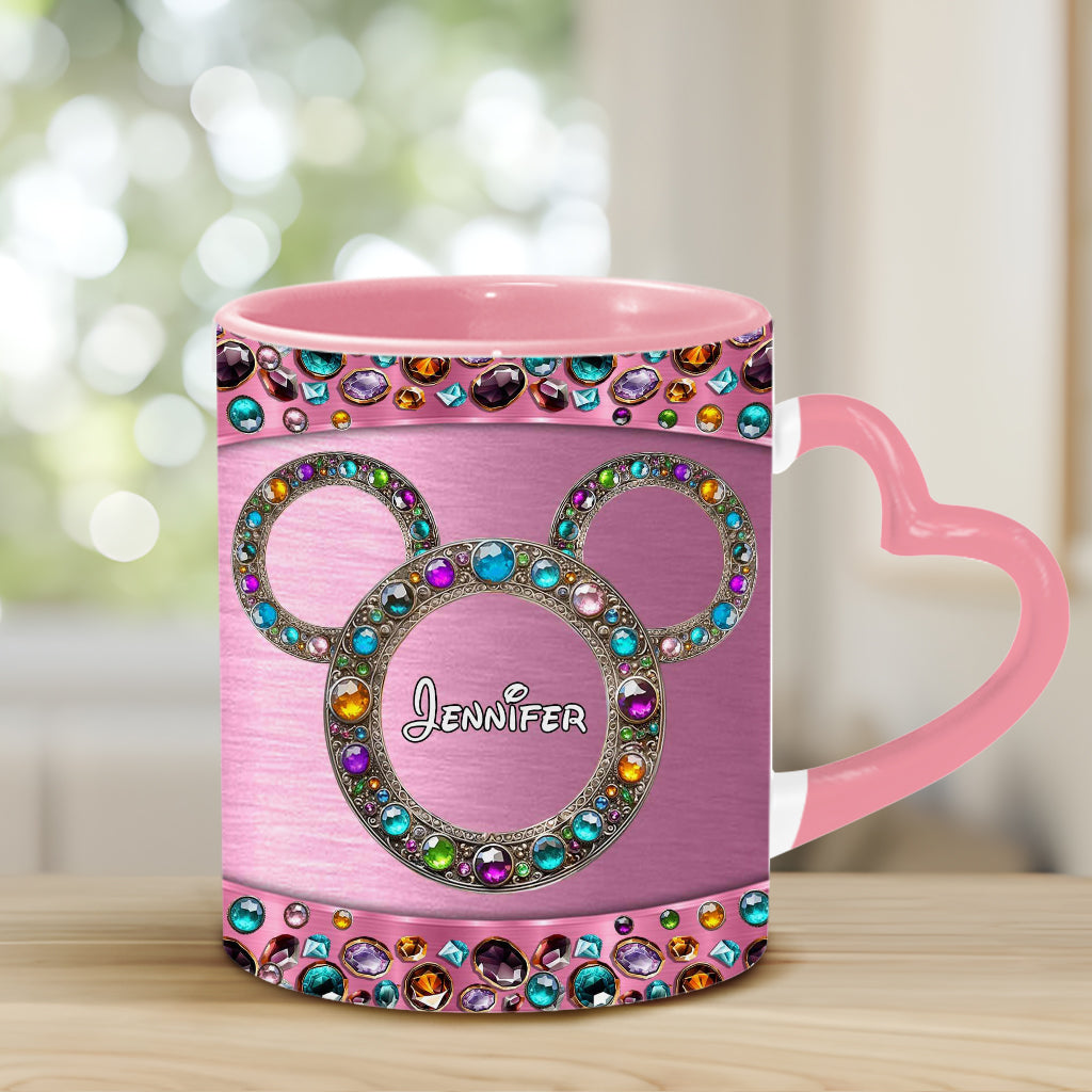 Magic Pink - Personalized Mouse Heart Handle Mug