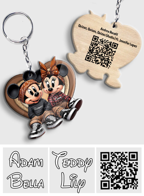 Chicano Couple Song QR Code - Personalized Mouse Keychain